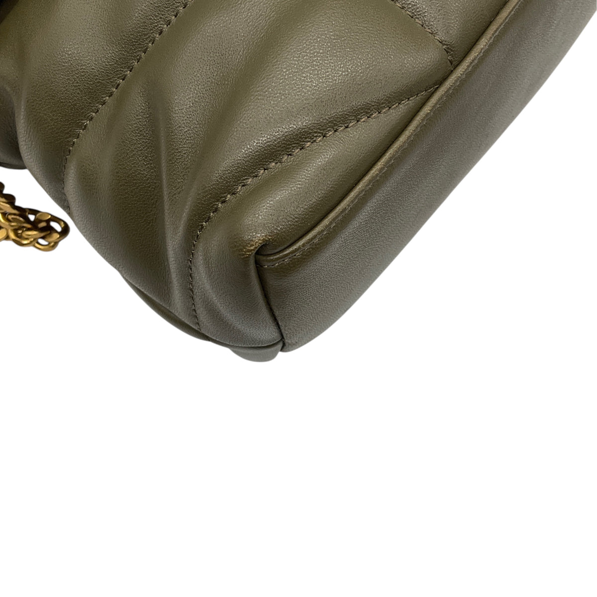 Saint Laurent Olive Green Quilted Lambskin Small Loulou Puffer Monogram Shoulder Bag