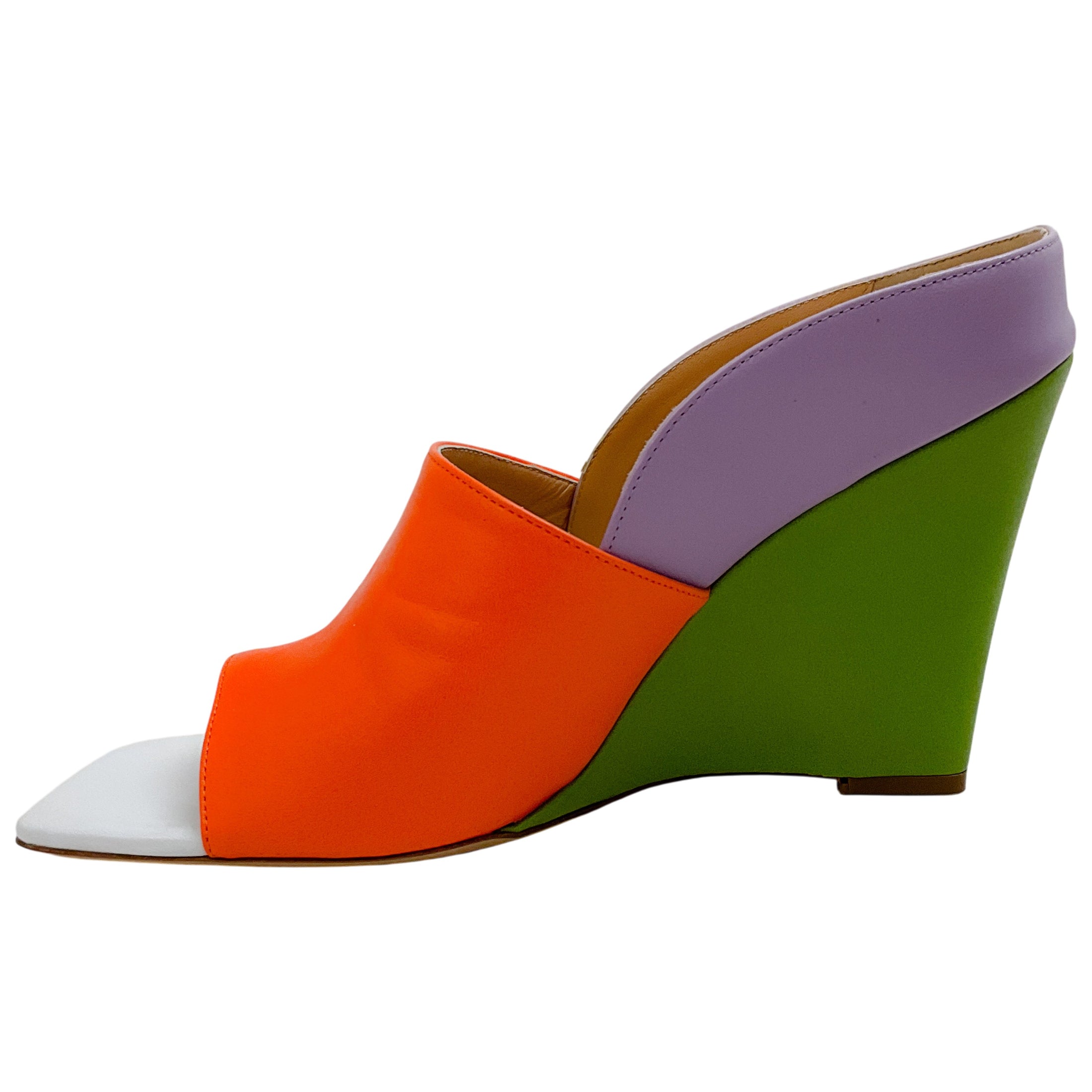 Zomer Orange Multi Leather Muriel Open Toe Pumps