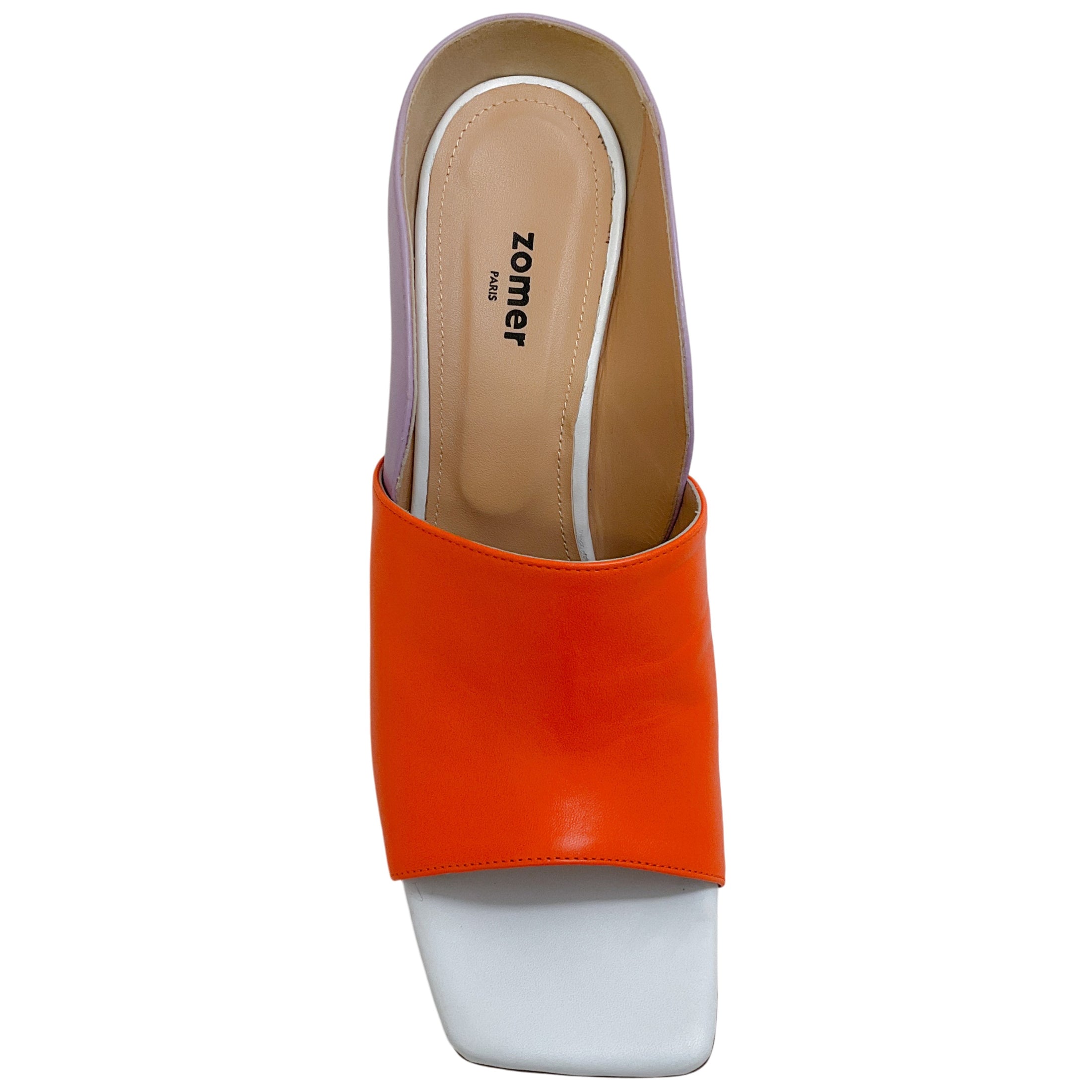 Zomer Orange Multi Leather Muriel Open Toe Pumps