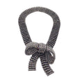 Load image into Gallery viewer, Balenciaga Silver Crystal Embellished Bow Necklace
