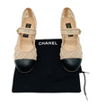 Load image into Gallery viewer, Chanel Light Blush Pink / Black Interlocking CC Logo Mesh and Leather Mary Jane Flats
