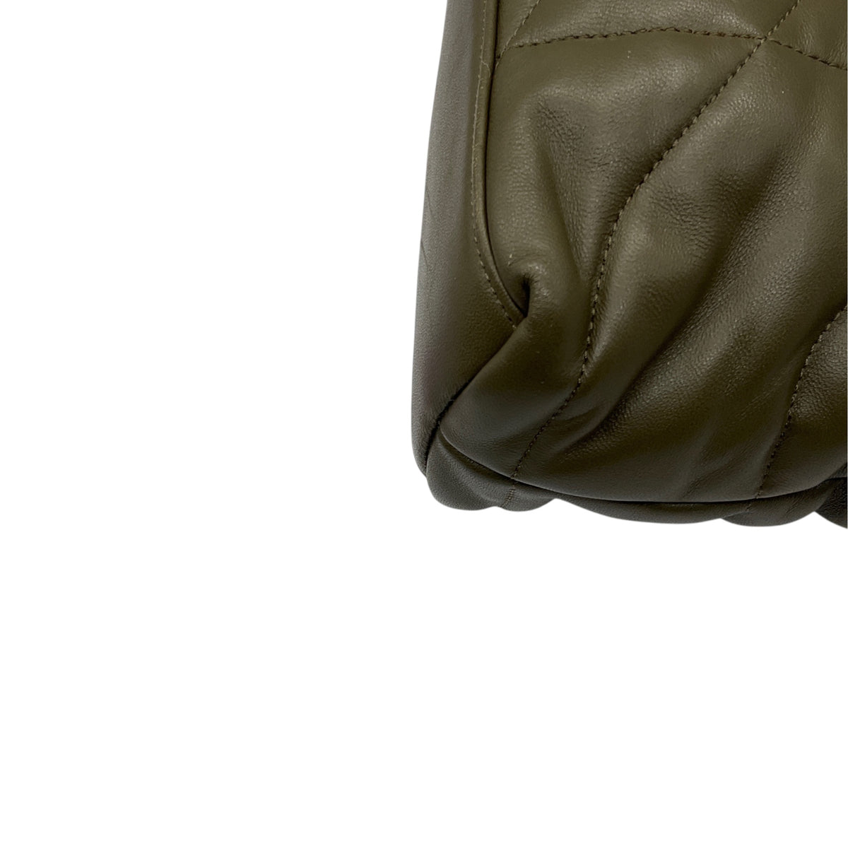 Saint Laurent Olive Green Quilted Lambskin Small Loulou Puffer Monogram Shoulder Bag