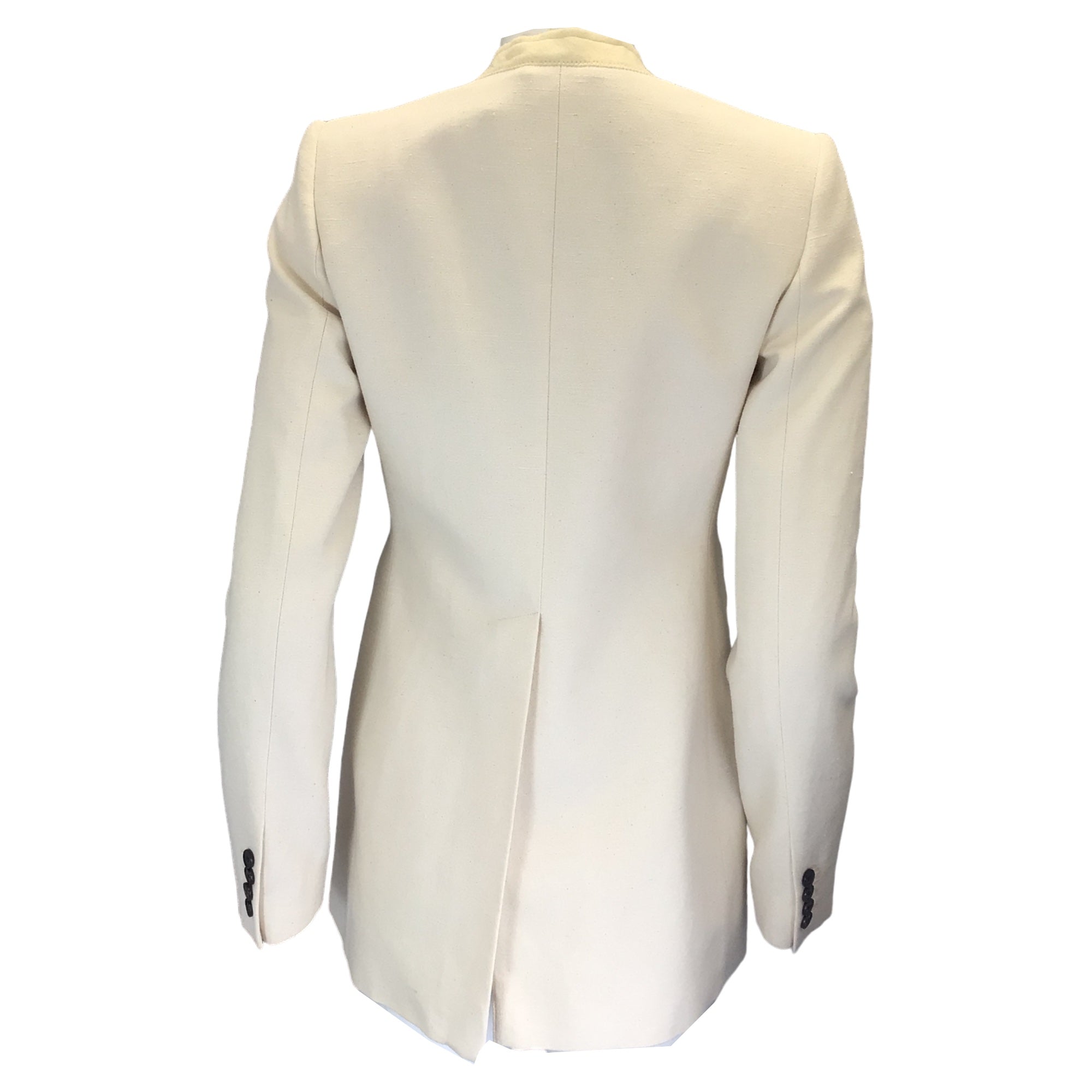 Givenchy Ecru Collarless Double Breasted Cotton and Linen Jacket