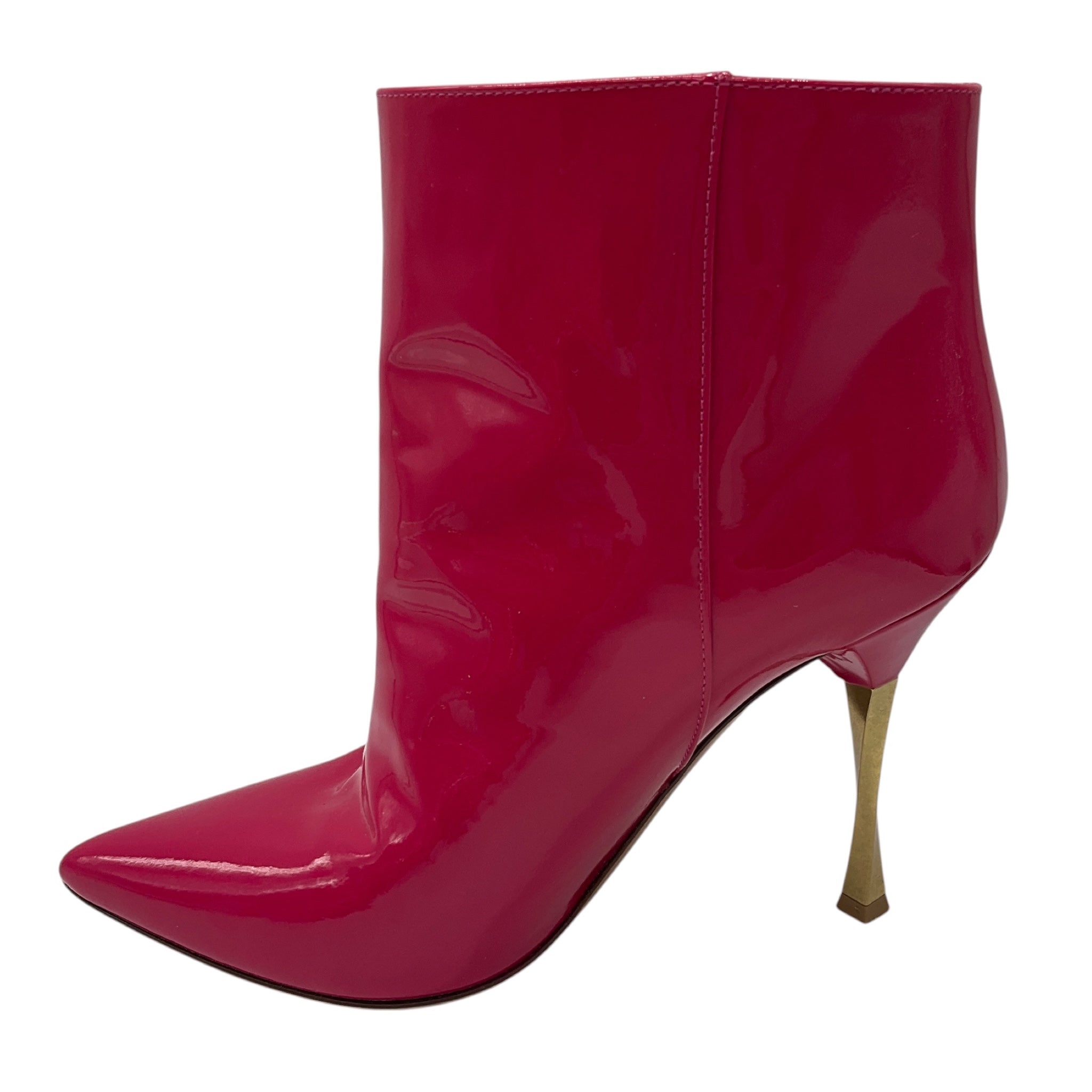 Valentino Hot Pink Pointed Toe Patent Leather Booties