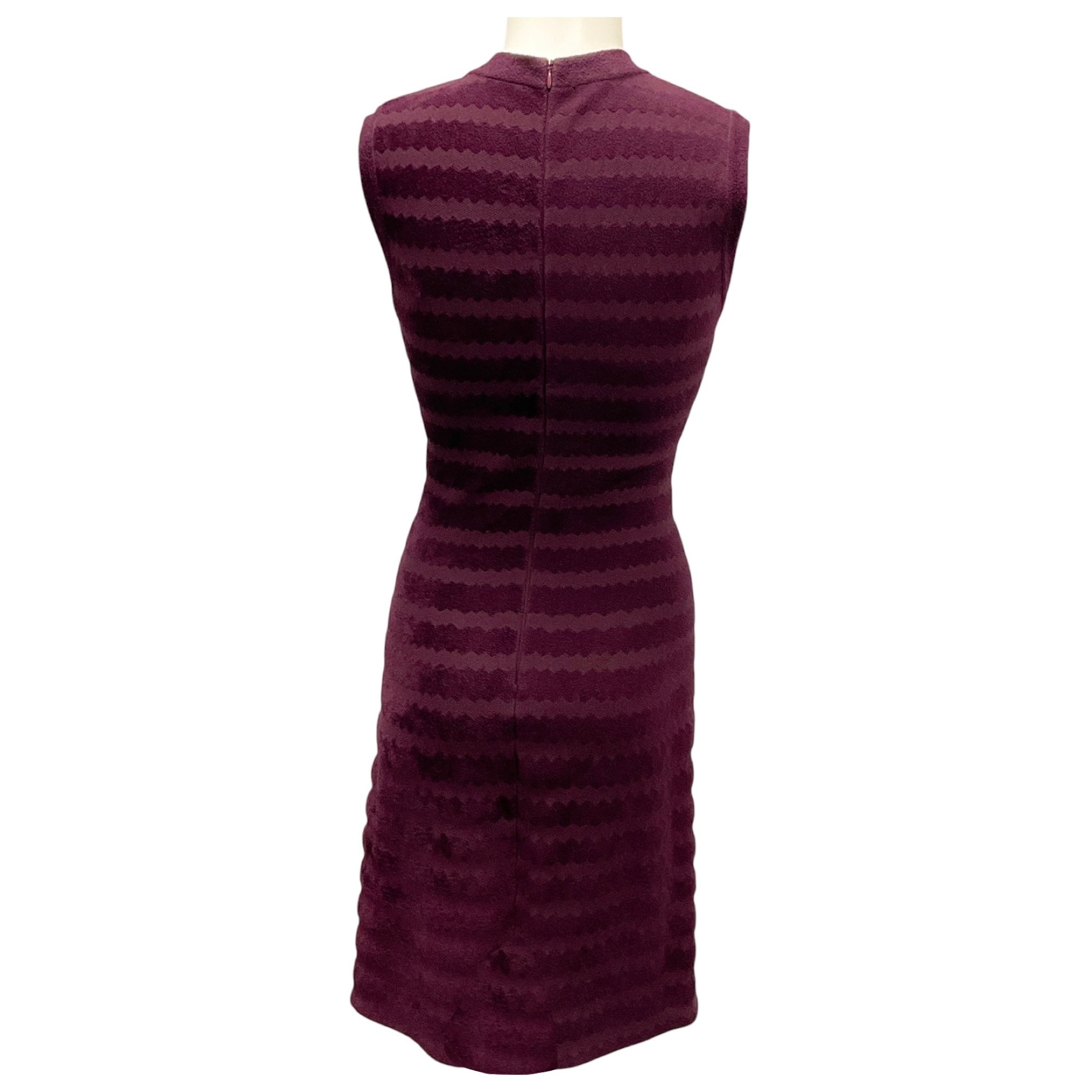 Alaia Burgundy Sleeveless V Neck Stretch Knit Dress