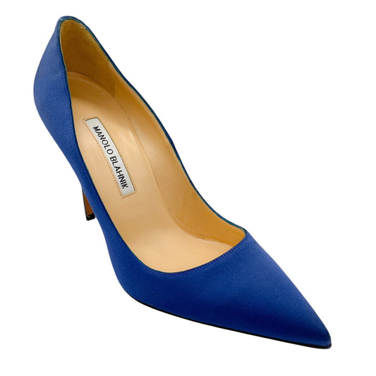 Manolo Blahnik Blue Satin Pumps