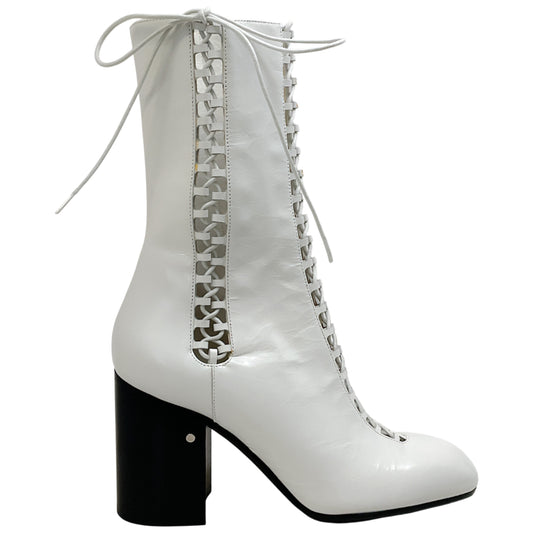 Laurence Dacade White Leather Lace Up Jill Boots