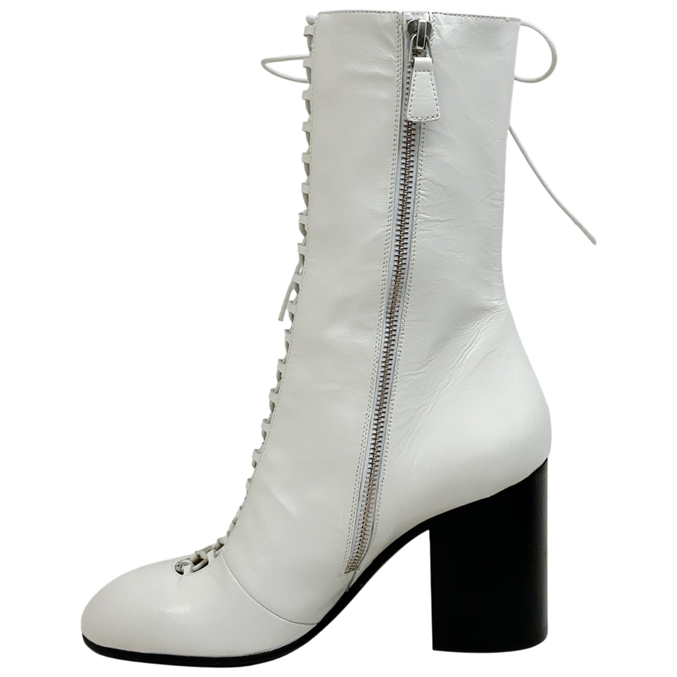 Laurence Dacade White Leather Lace Up Jill Boots