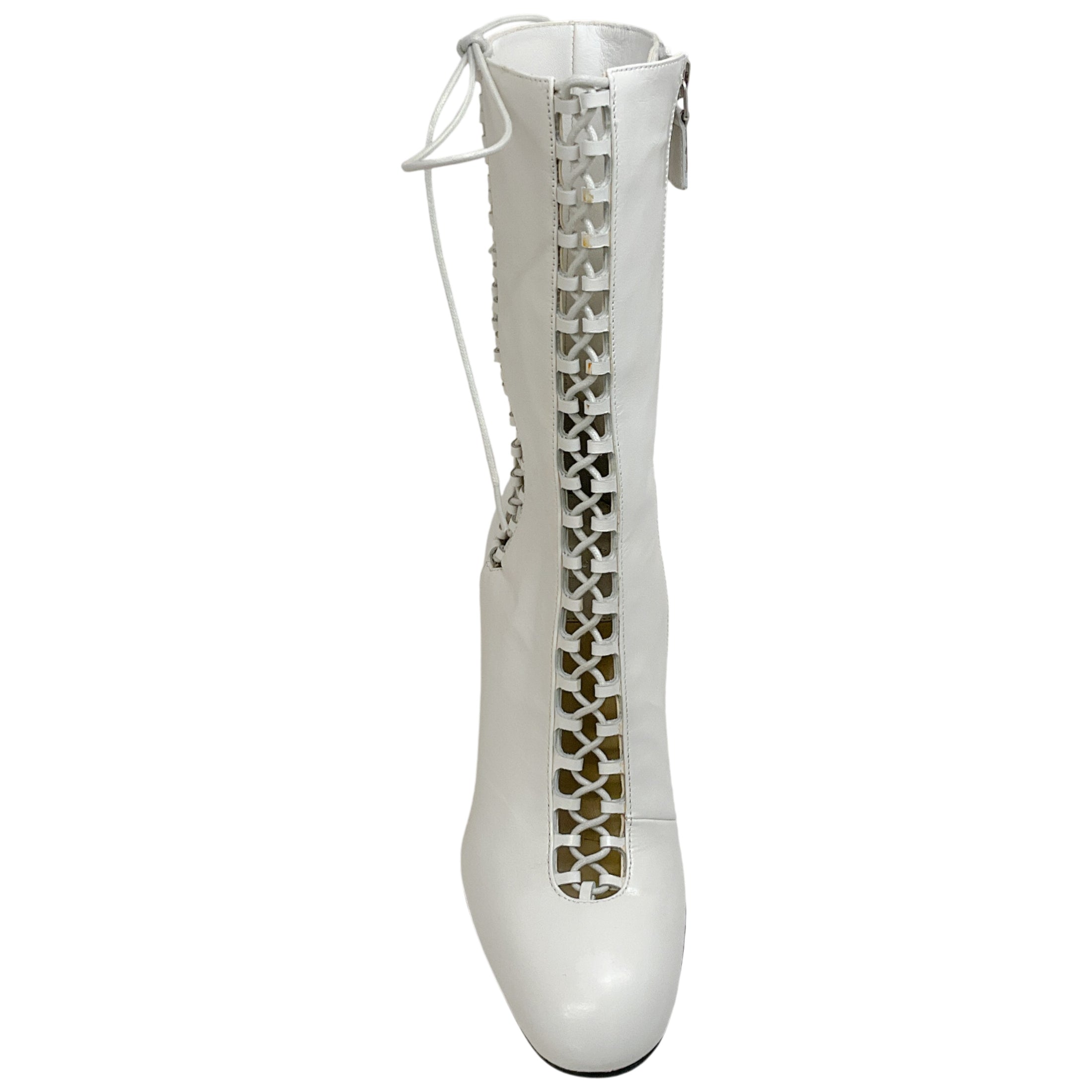 Laurence Dacade White Leather Lace Up Jill Boots
