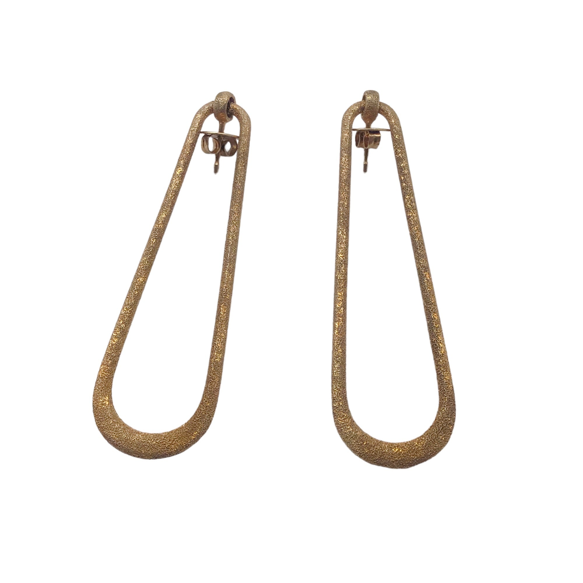 Brunello Cucinelli Gold Metallic Sterling Silver 925 Drop Hoop Earrings