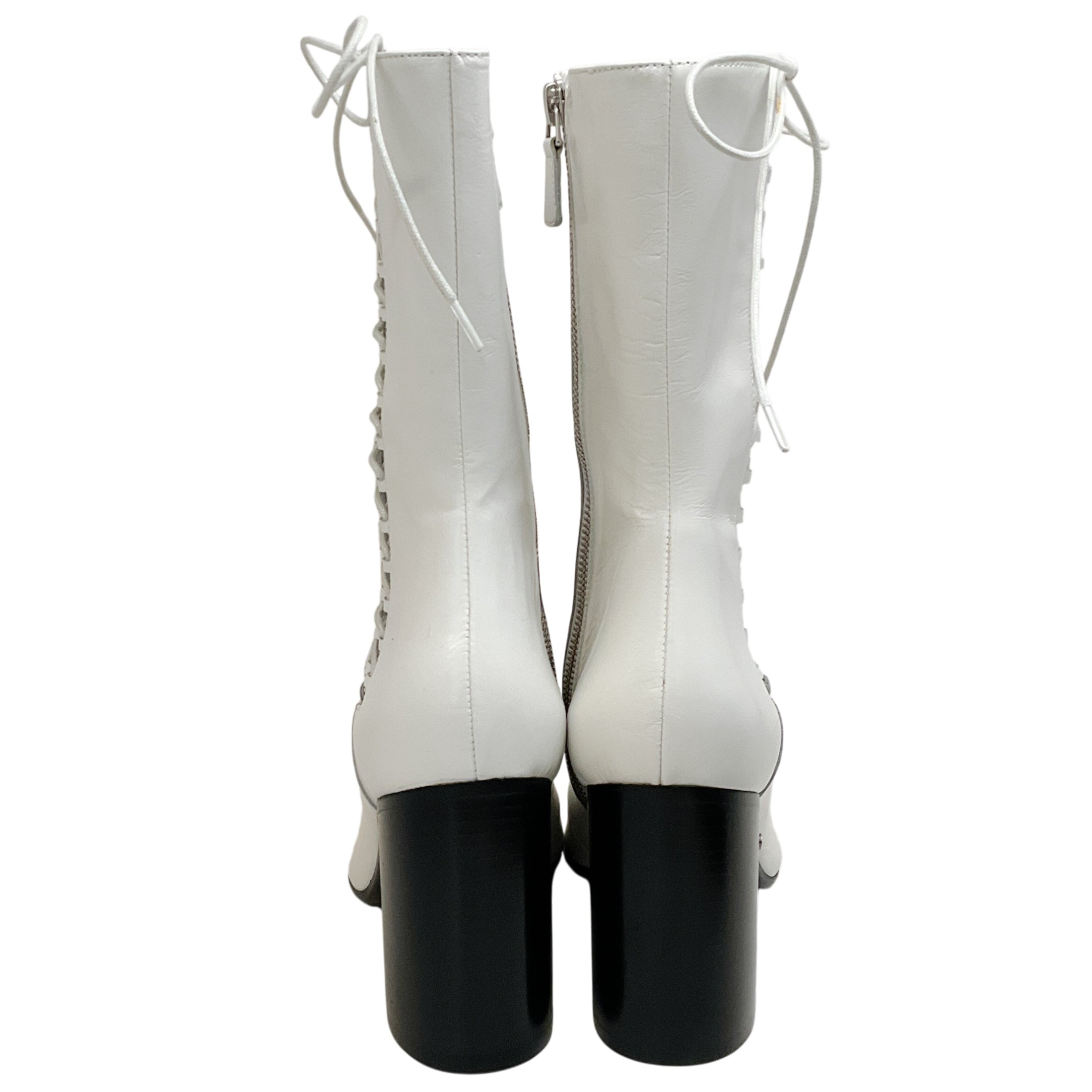 Laurence Dacade White Leather Lace Up Jill Boots