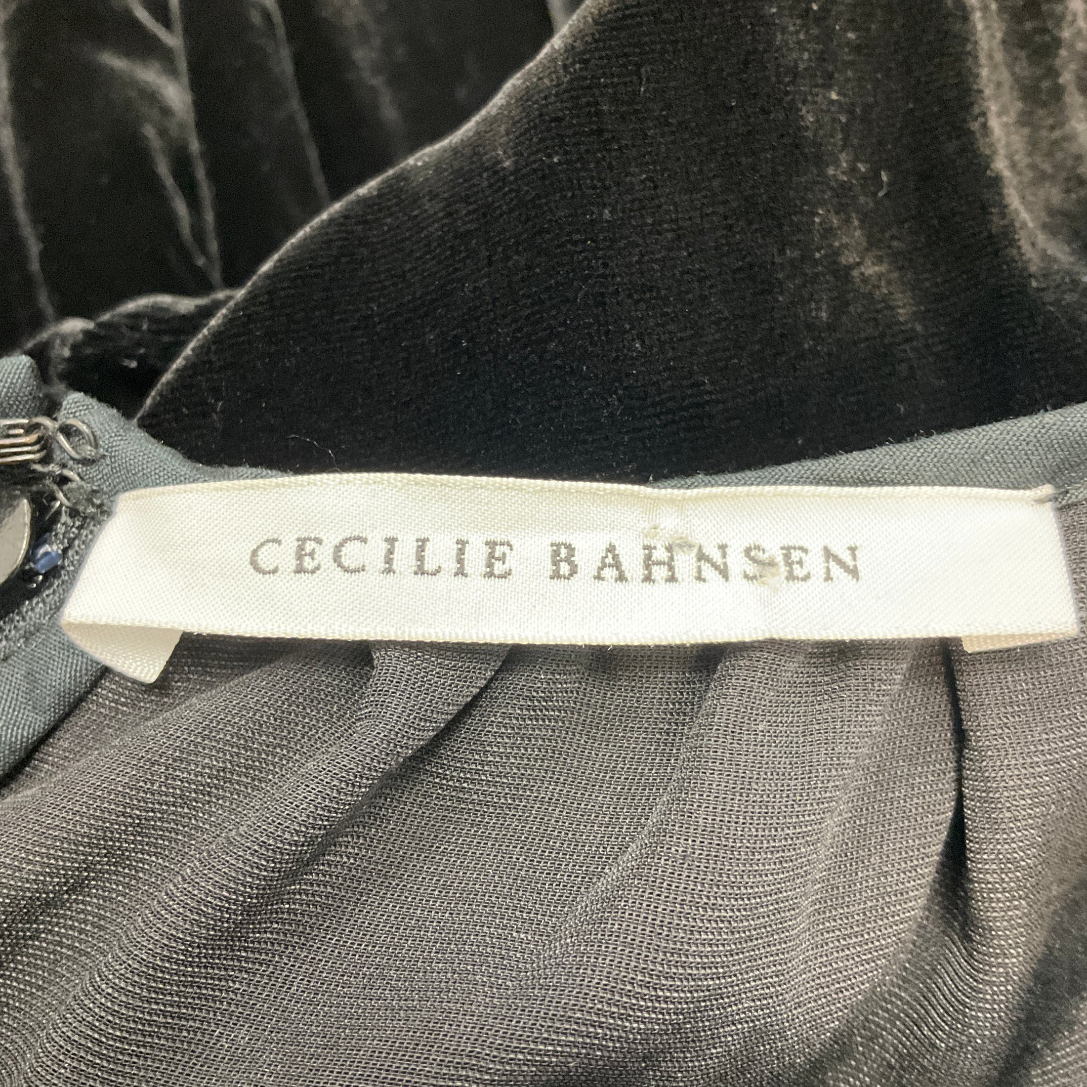 Cecilie Bahnsen Black Ruched Velvet Cocktail Dress