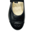 Load image into Gallery viewer, Chanel Black Lambskin Cap Toe CC Mary Jane Flats
