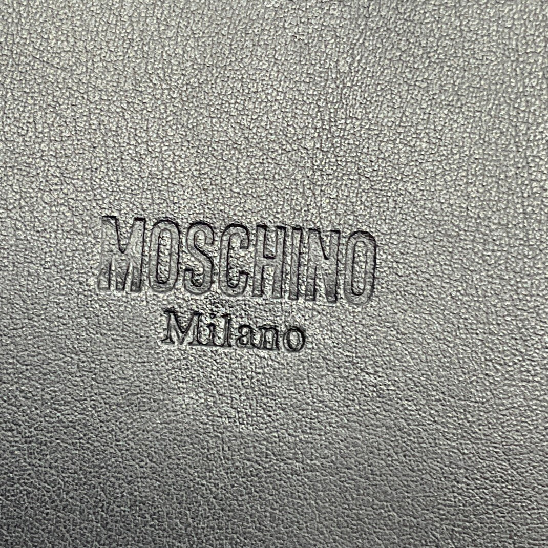 Moschino Black / Gold Logo Graphic Painted Genuine Leather Wide Belt