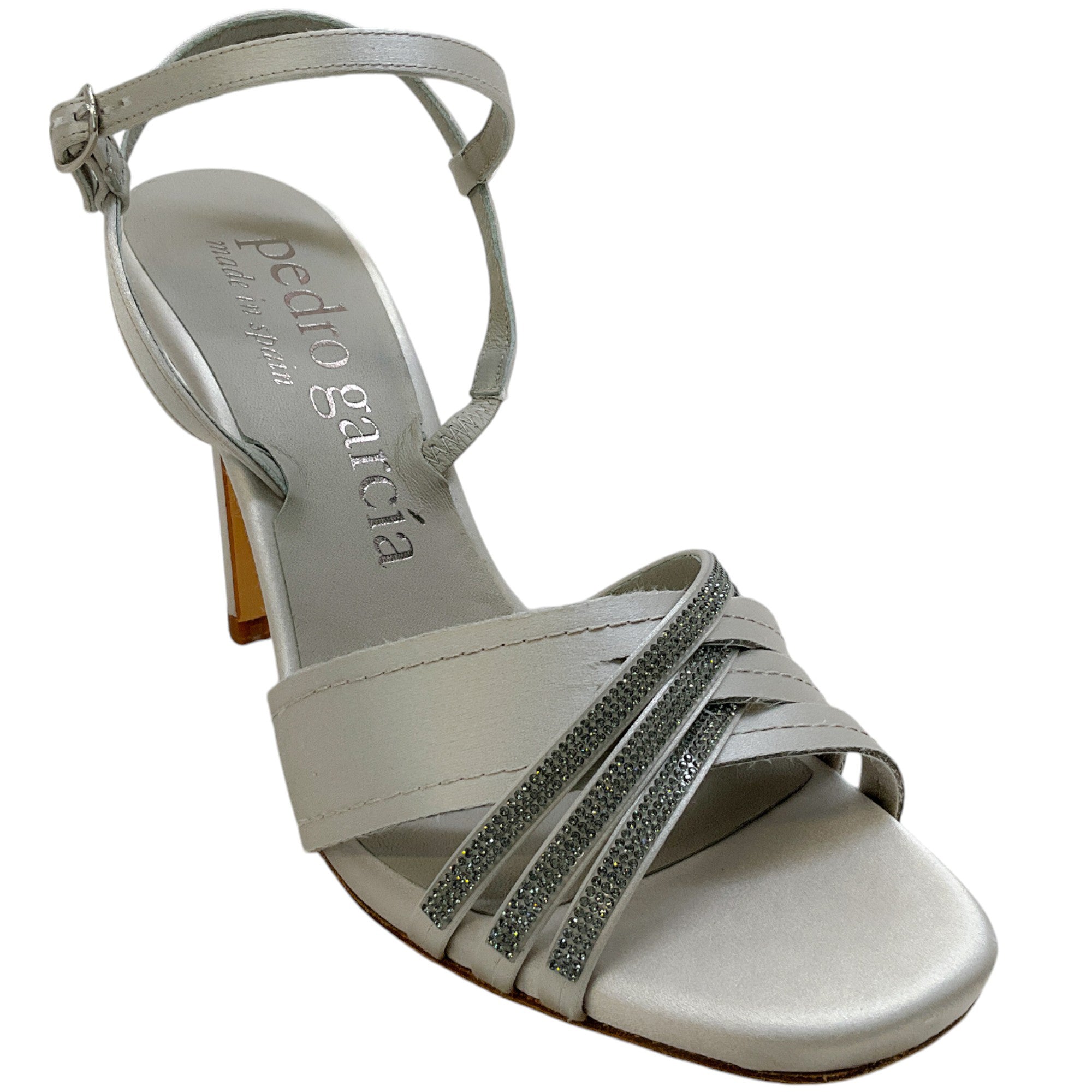 Pedro Garcia Silver Sandals With Crystals
