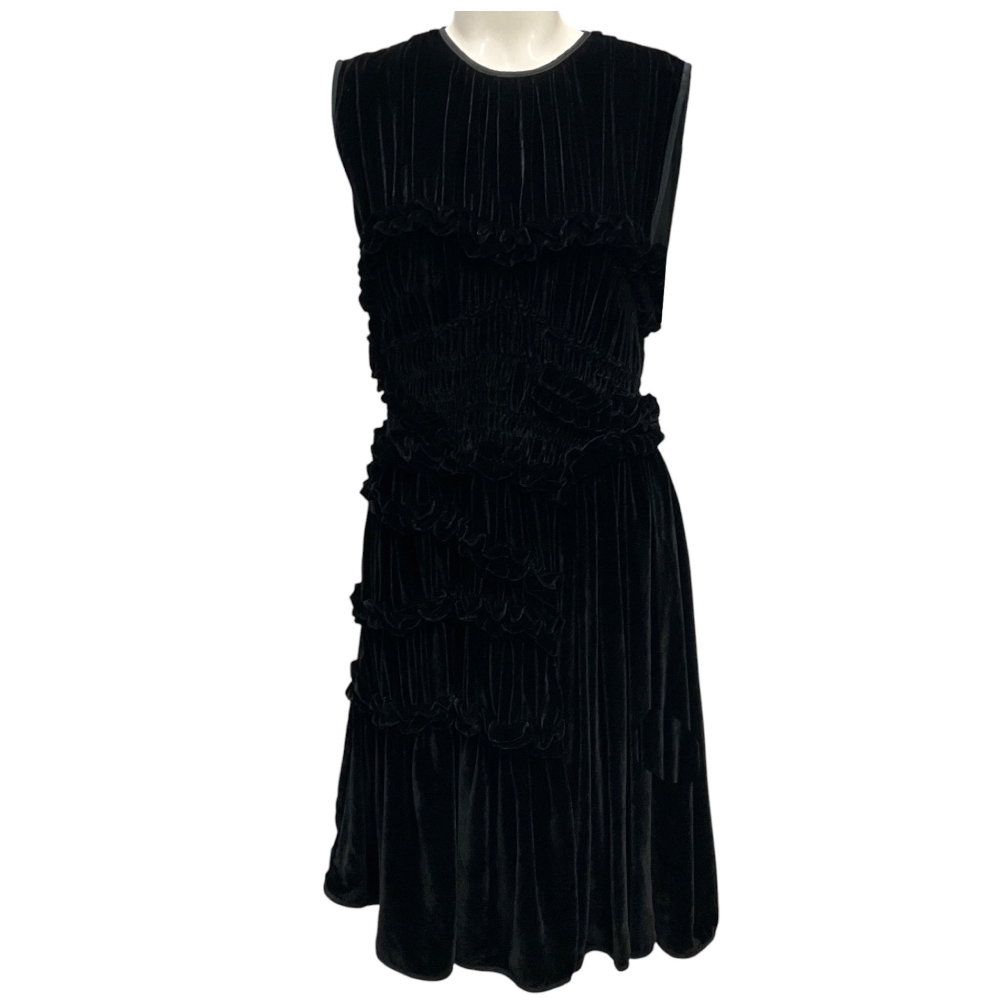 Cecilie Bahnsen Black Ruched Velvet Cocktail Dress