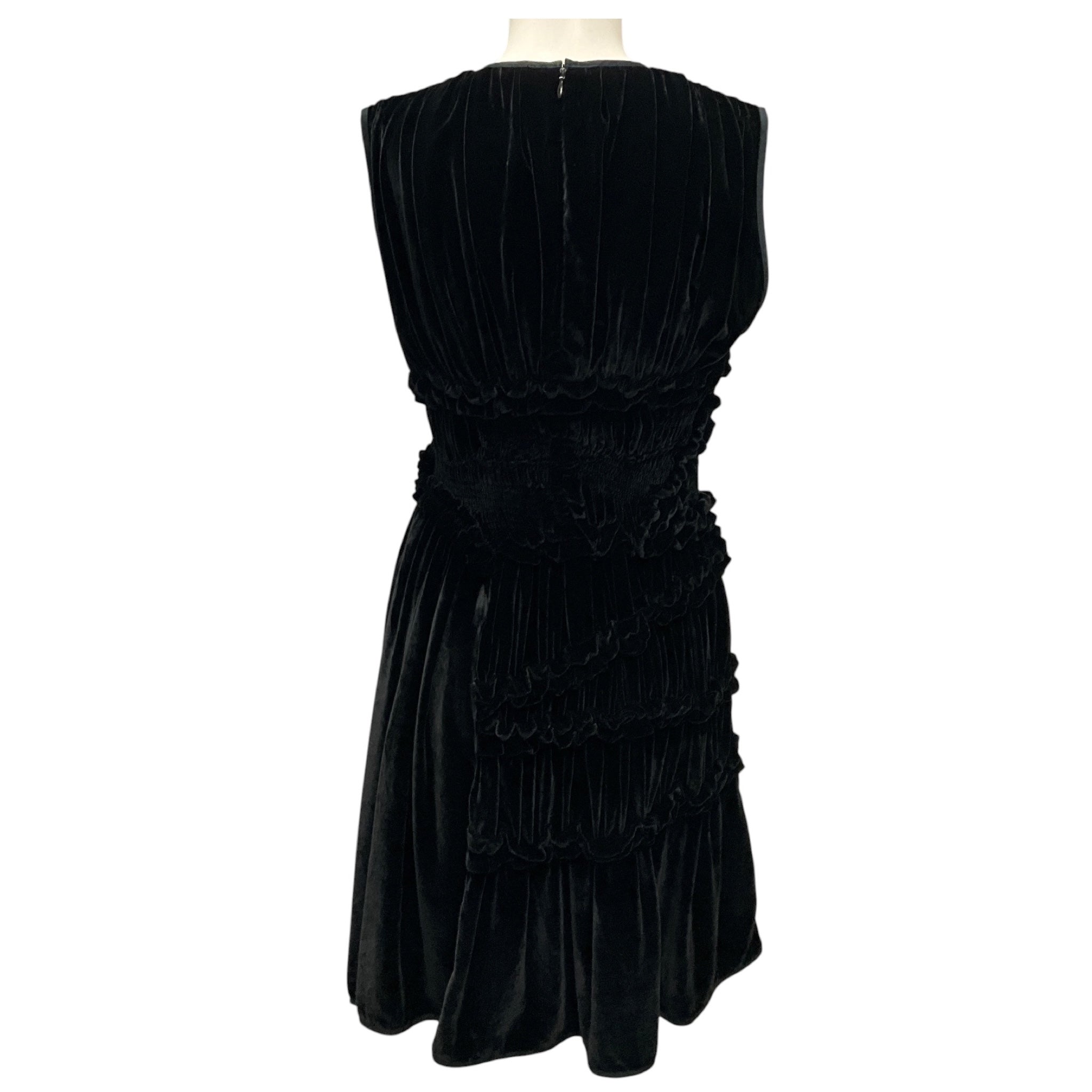 Cecilie Bahnsen Black Ruched Velvet Cocktail Dress