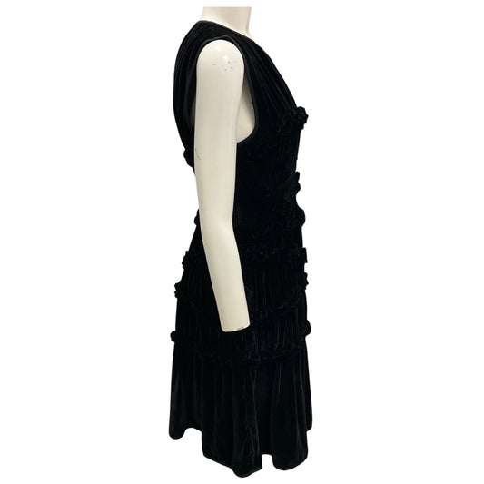 Cecilie Bahnsen Black Ruched Velvet Cocktail Dress