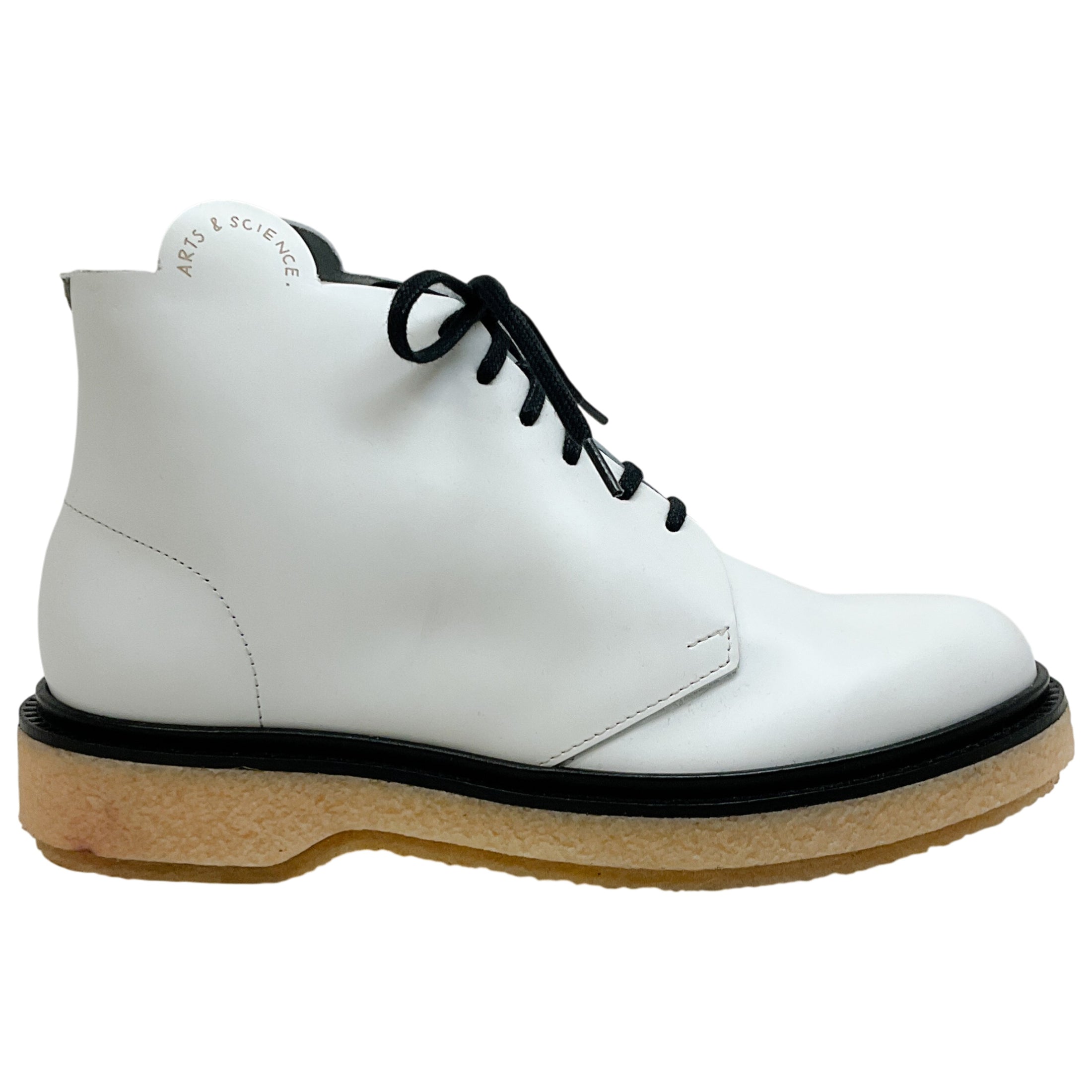 Arts & Science White Leather Lace Up Ankle Boots