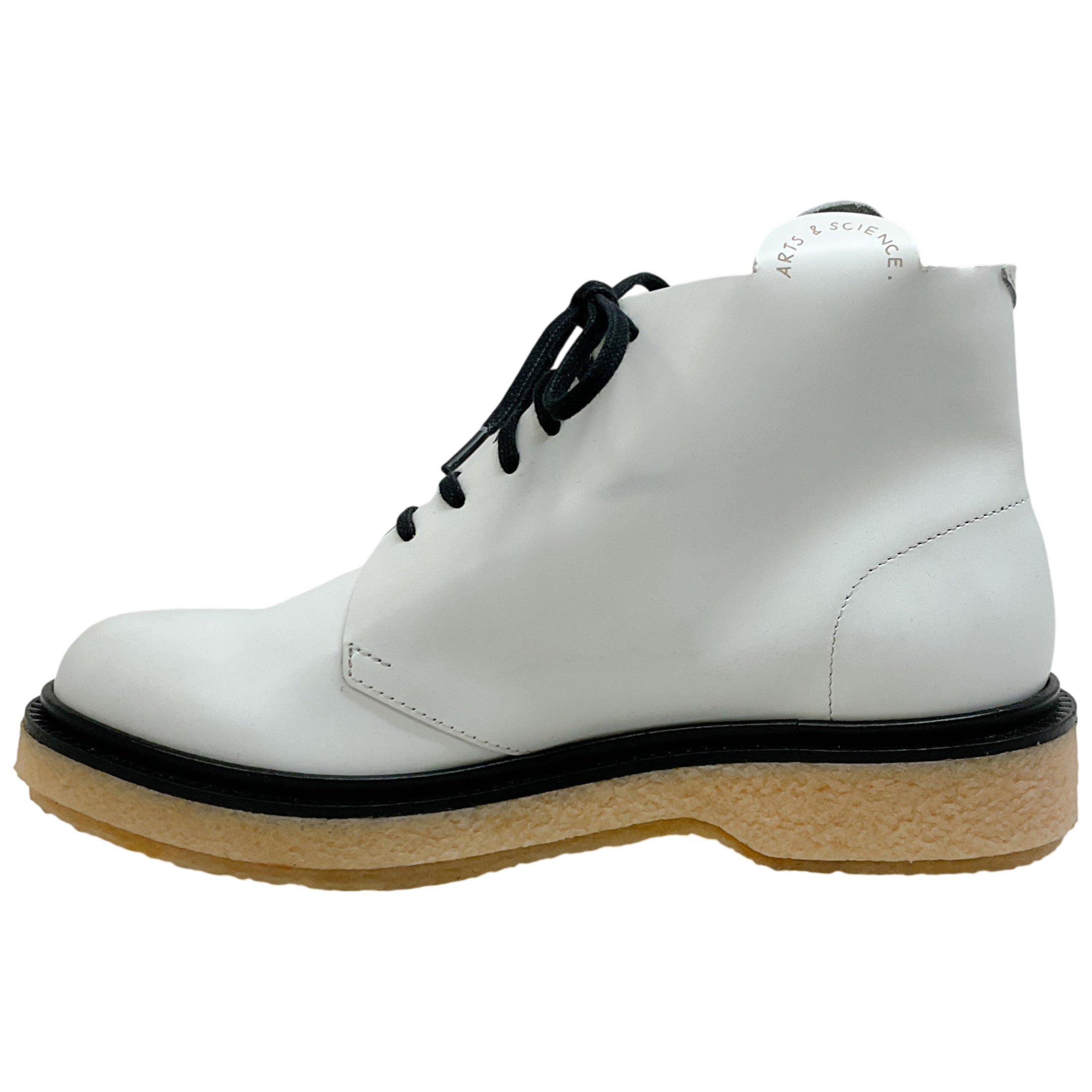 Arts & Science White Leather Lace Up Ankle Boots