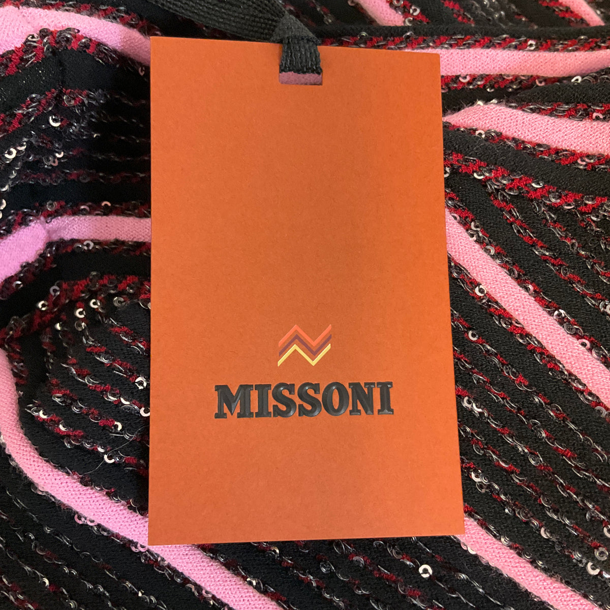 Missoni Pink / Black / Silver Sequined Striped Knit Cardigan Sweater