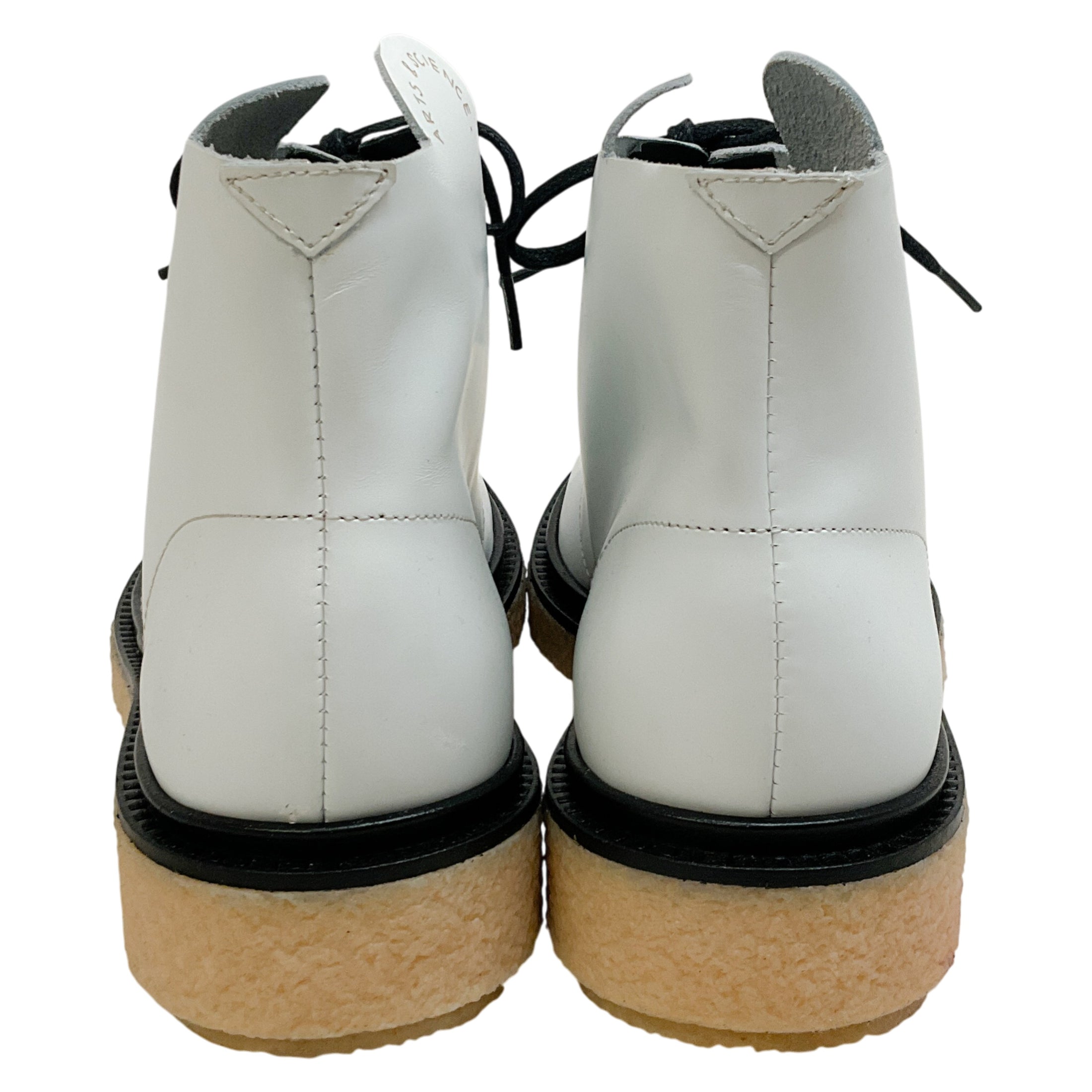 Arts & Science White Leather Lace Up Ankle Boots