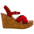 Load image into Gallery viewer, K.Jacques Red Suede Gukara Criss Cross Cork Wedge Sandals
