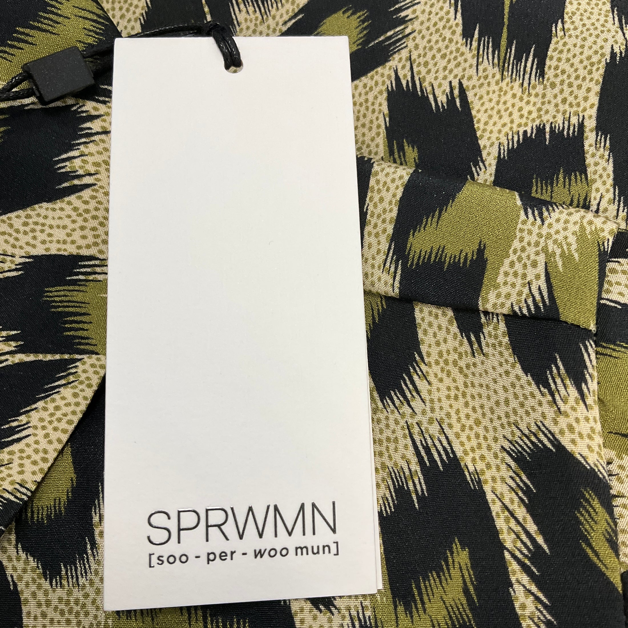 SPRWMN Green Leopard Button Up Silk Blouse