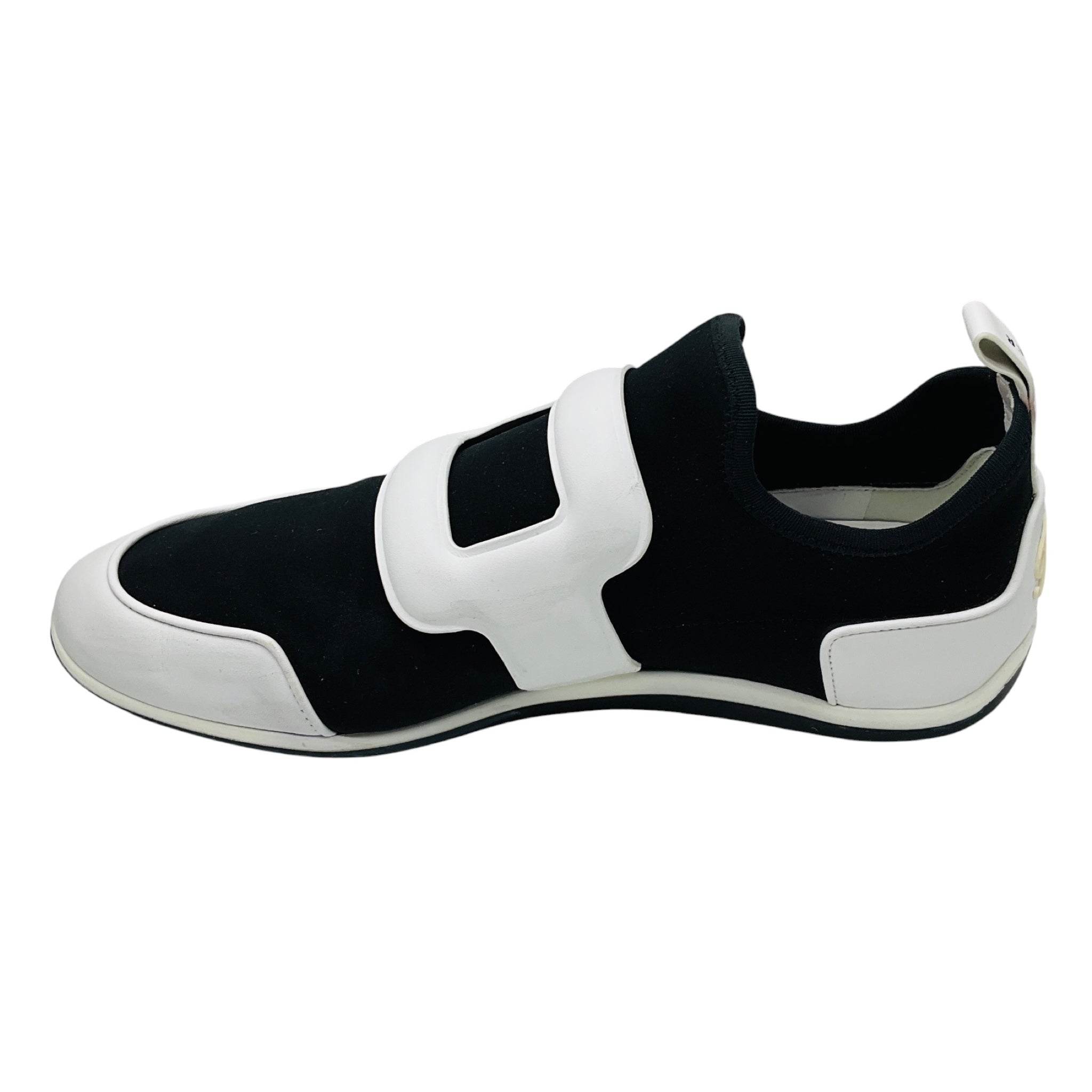Roger Vivier Black / White Techno and Leather Slip On Flats