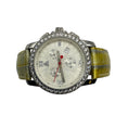Load image into Gallery viewer, Jacob & Co Diamond Embellished Four Time Zone Watch with Silver Stainless Steel Case and Light Metallic Green Embossed Leather Strap
