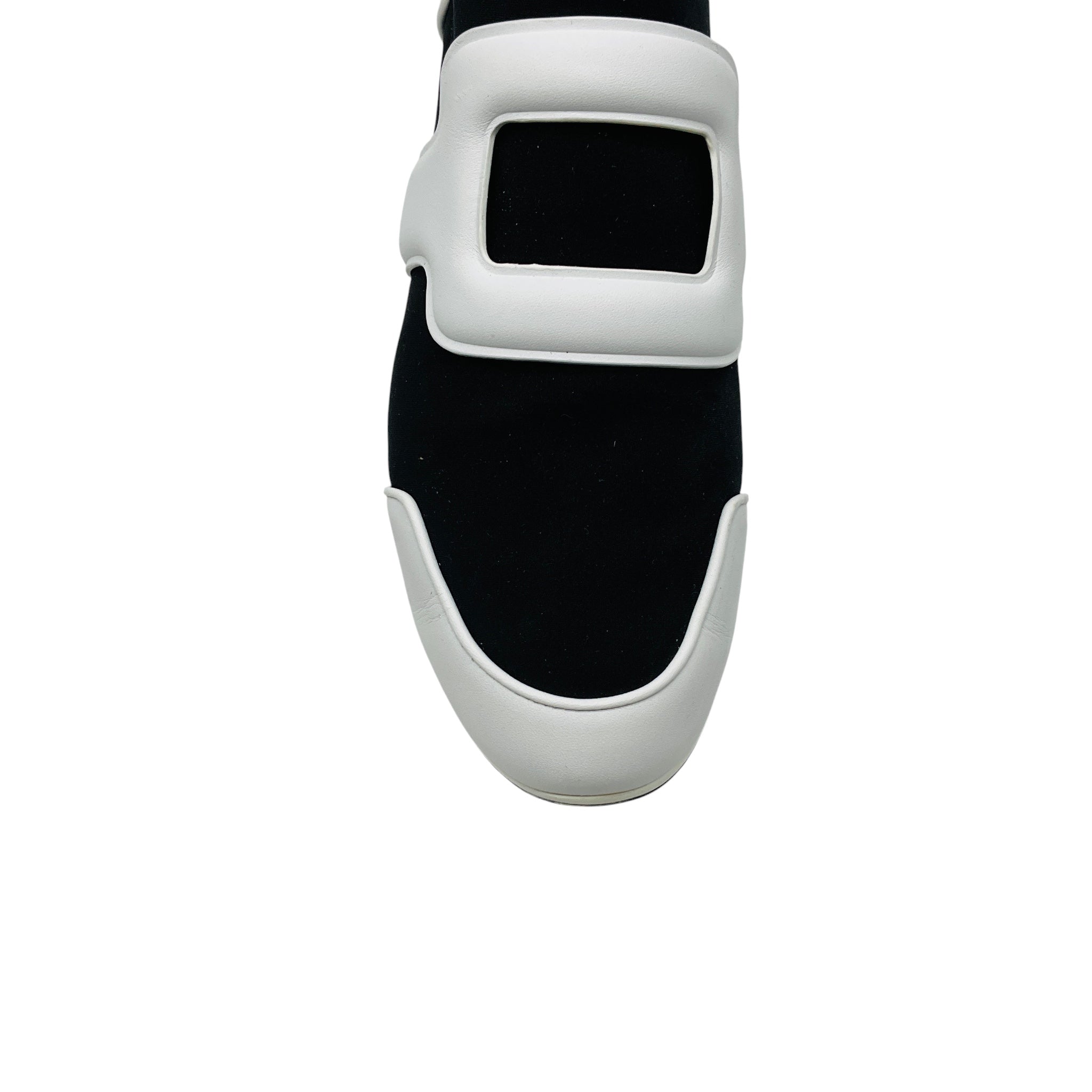 Roger Vivier Black / White Techno and Leather Slip On Flats