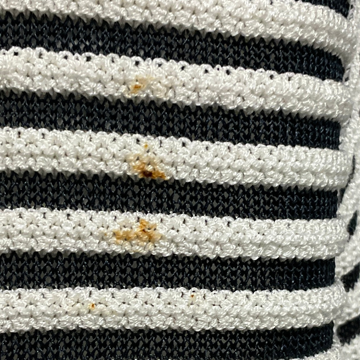 Armani Collezioni White / Black Striped Knit Cardigan Sweater