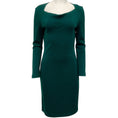 Load image into Gallery viewer, St. John Hunter Green Knit Drape Neck Dress
