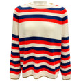 Load image into Gallery viewer, Sonia Rykiel Ivory / Red / Blue Striped Cashmere Knit Pullover Sweater

