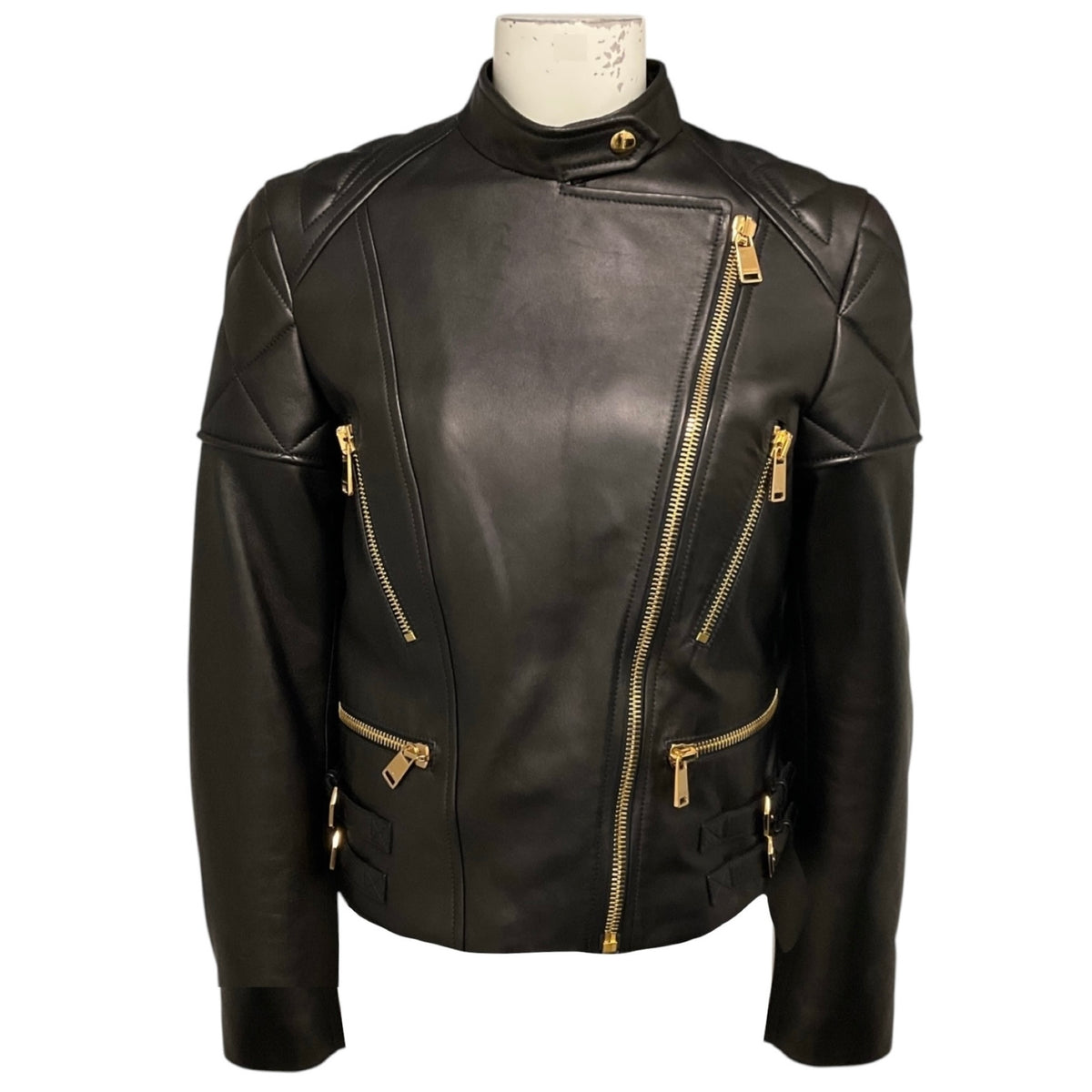 Versace Black Lamb Leather Biker Jacket