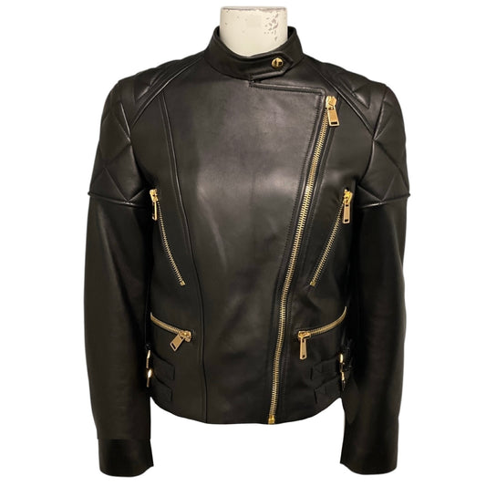 Versace Black Lamb Leather Biker Jacket