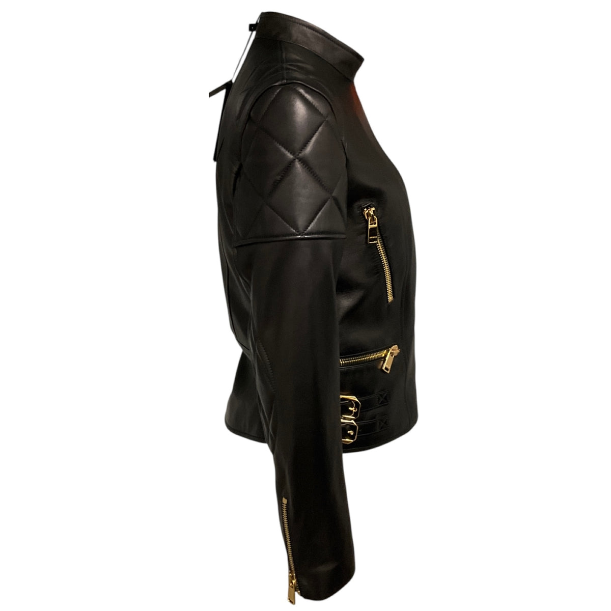 Versace Black Lamb Leather Biker Jacket