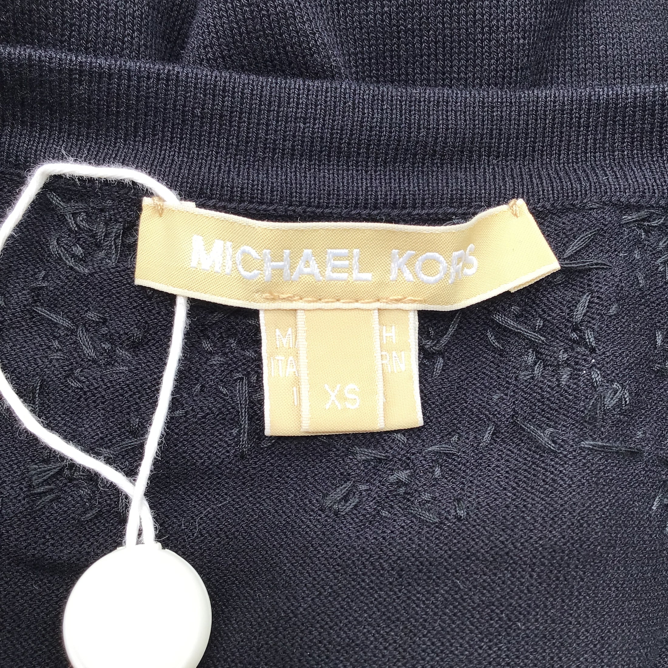 Michael Kors Black Rhinestone Embellished Short Sleeved Top