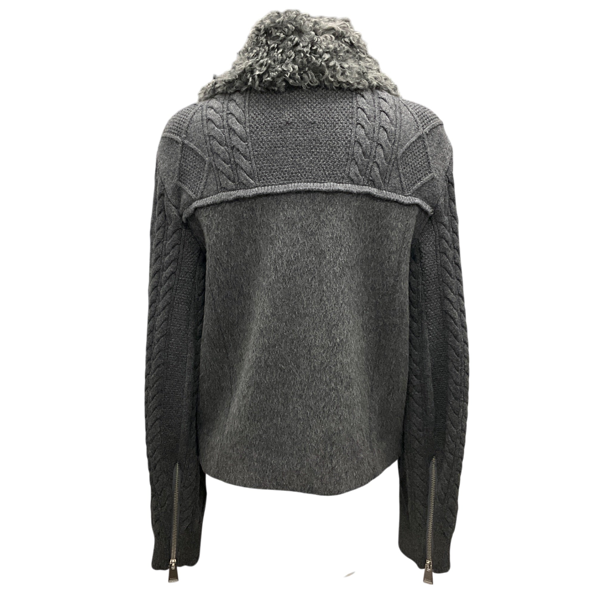 Simkhai Grey Faux Fur Collar Wool Jacket