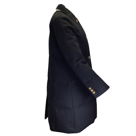 Thom Browne Navy Blue / Gold Buttoned Quilted Wool Puffer Coat