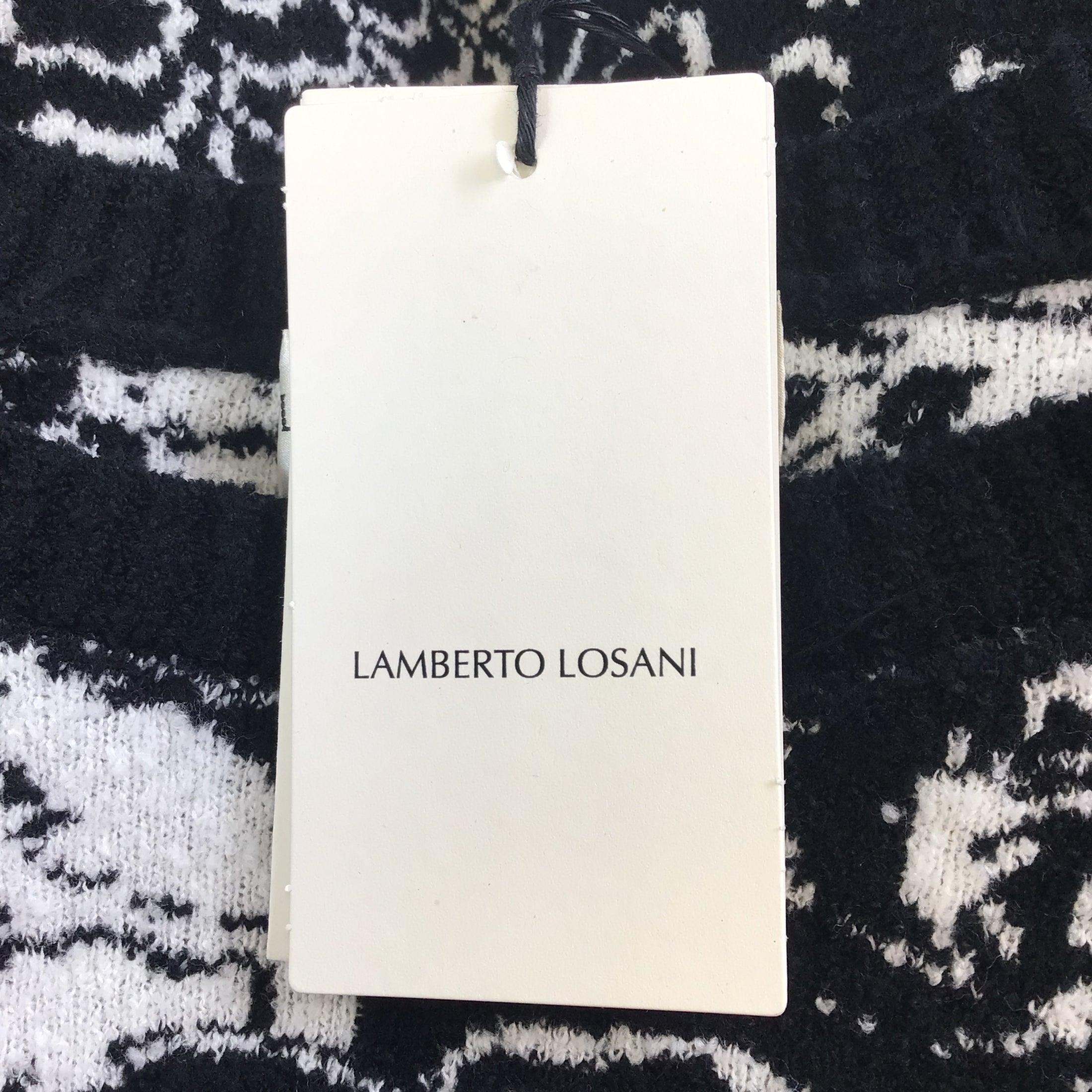 Lamberto Losani Black / White Floral Patterned Long Sleeved Knit Sweater
