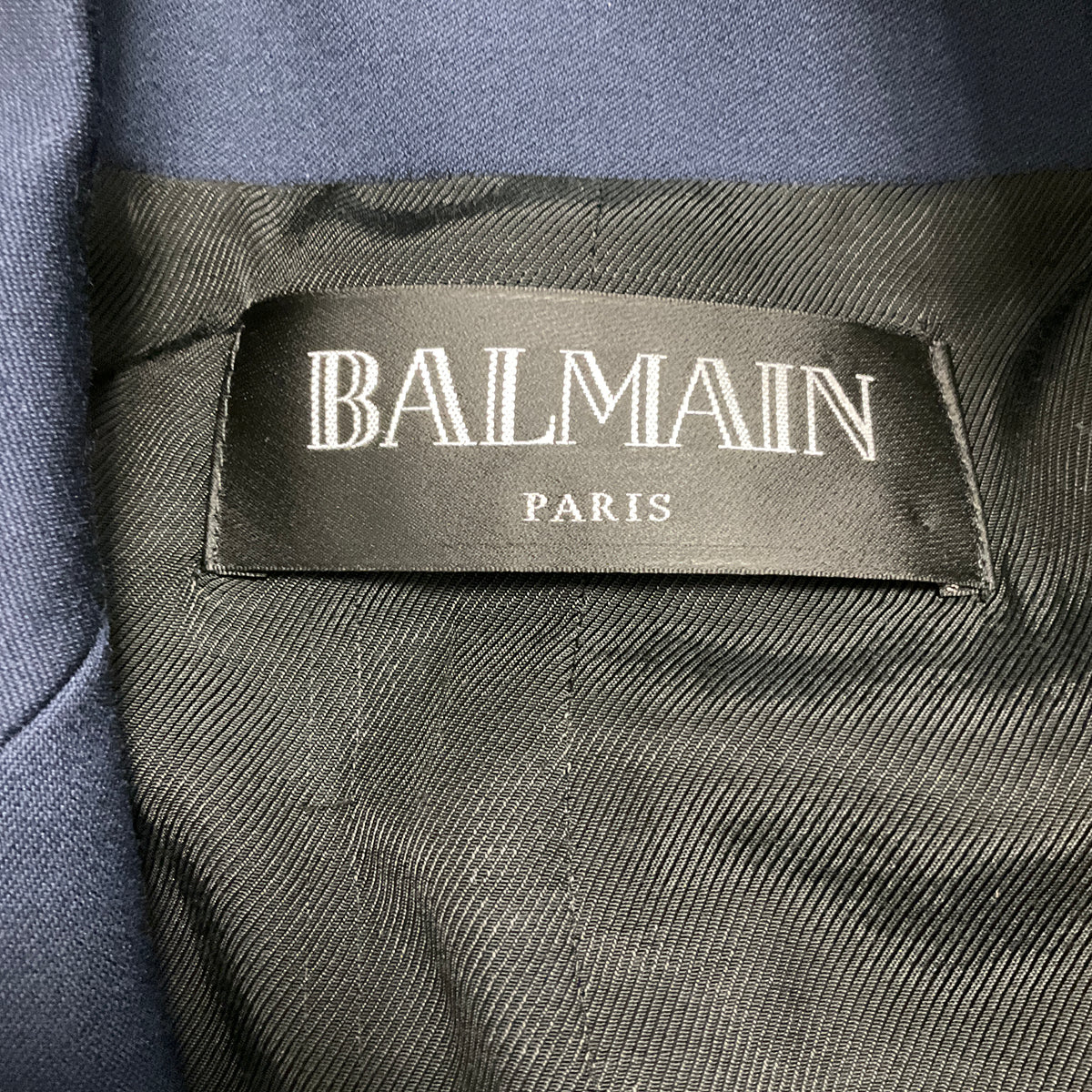 Balmain Navy Blue Double Breasted Wool Blazer with Silver Buttons