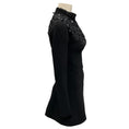 Load image into Gallery viewer, Carolina Herrera Black Bead Embellished Long Sleeved Crepe Mini Dress
