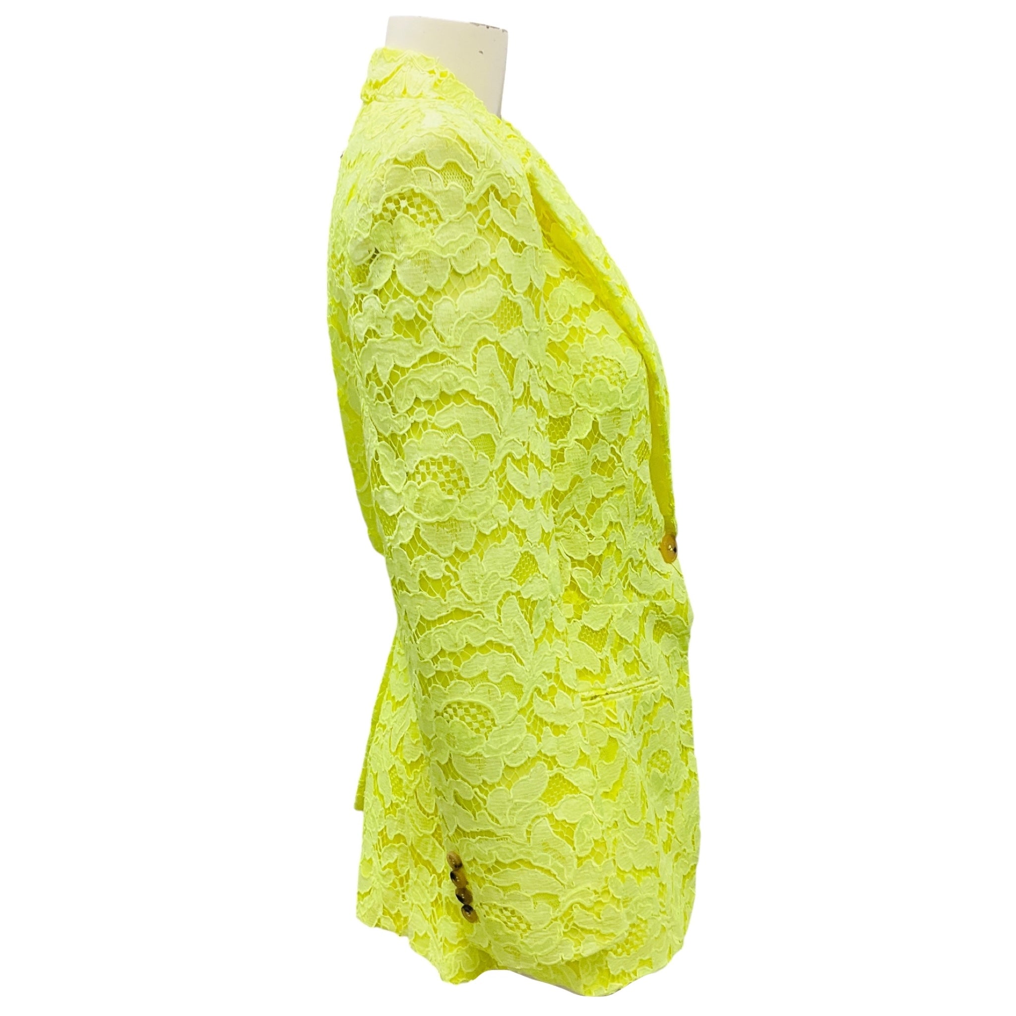 Alexander McQueen Acid Yellow Floral Lace Jacket