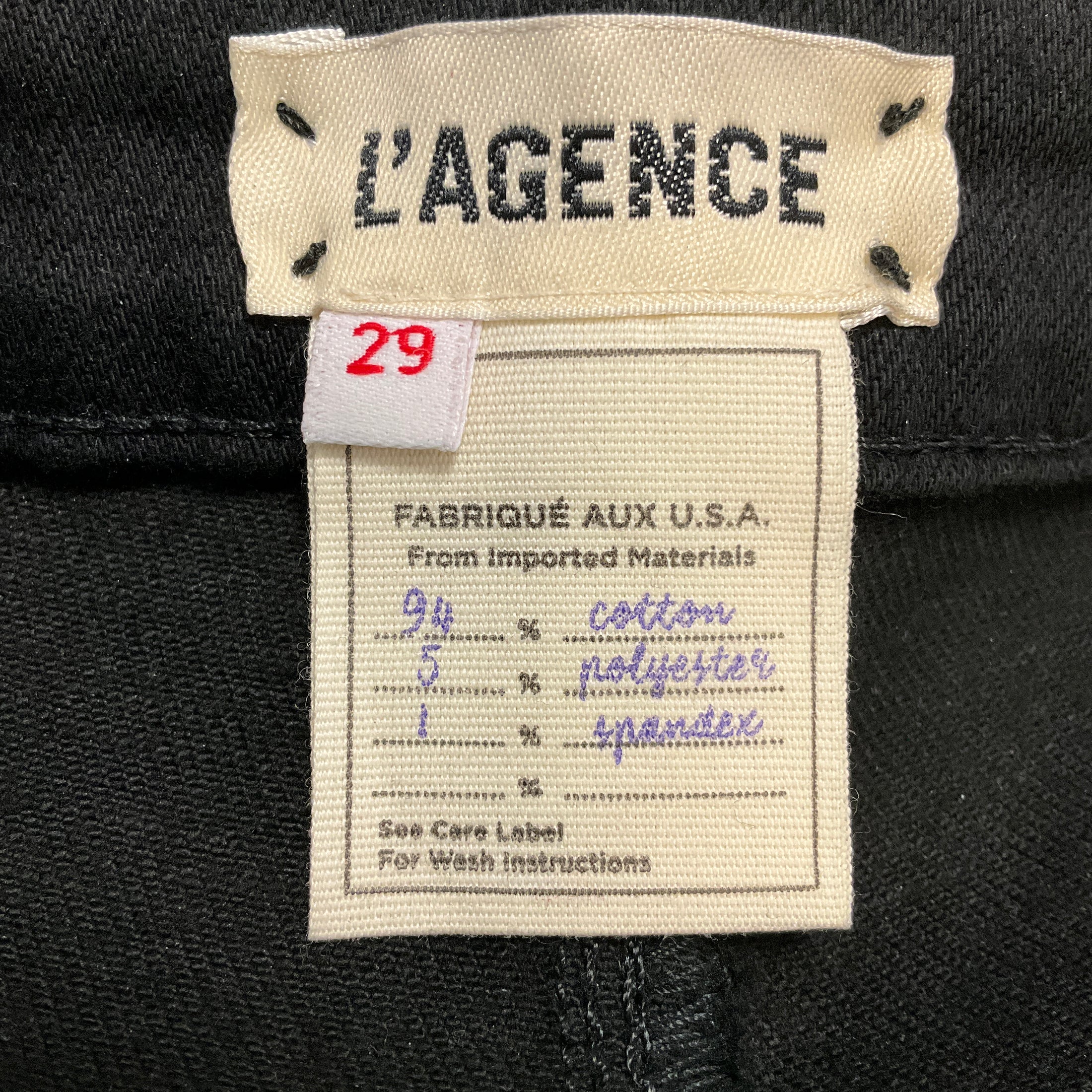 L'Agence Black Noir Coated Oriana High Rise Straight Jeans