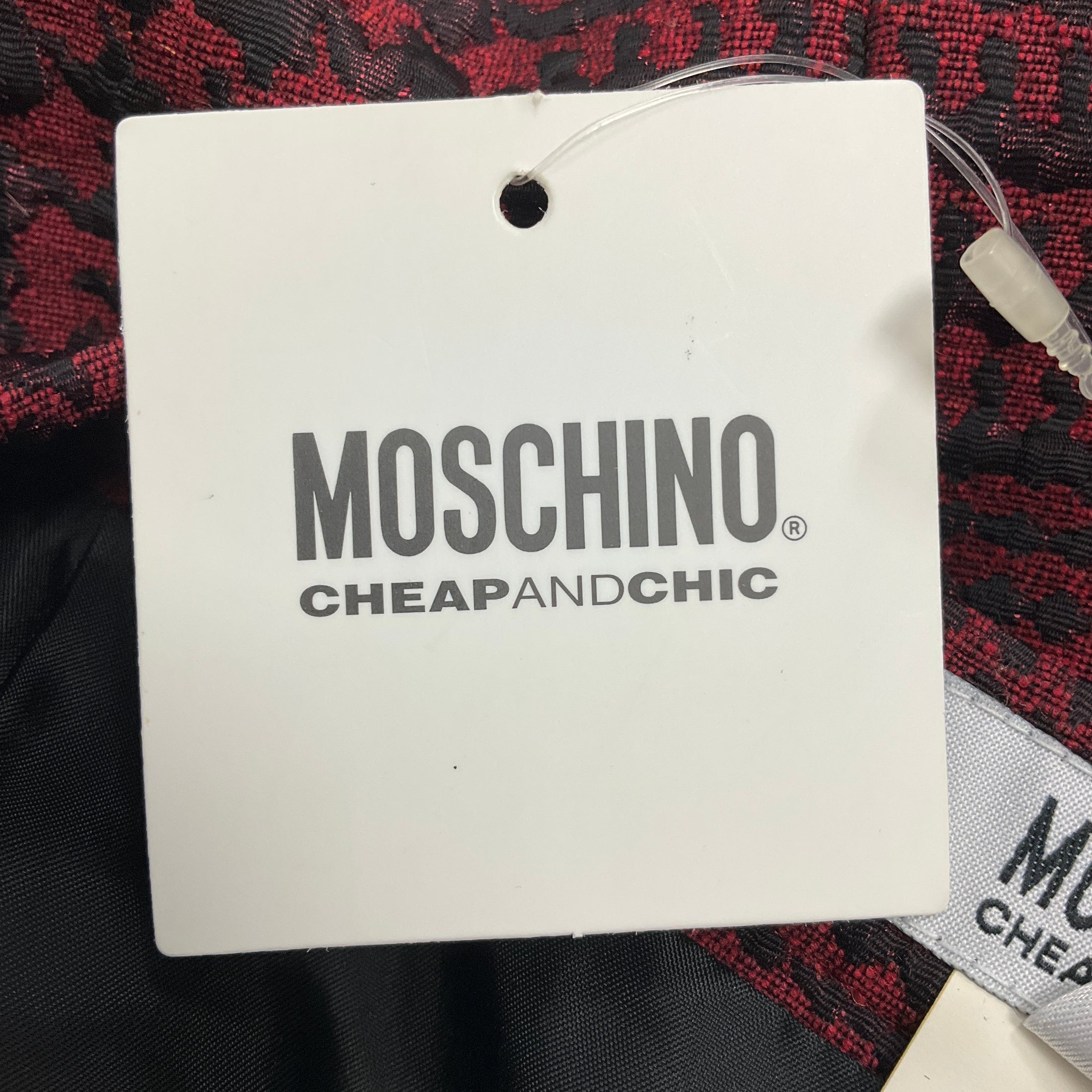 Moschino Cheap and Chic Red / Burgundy Flared Houndstooth Plaid Jacquard Skirt