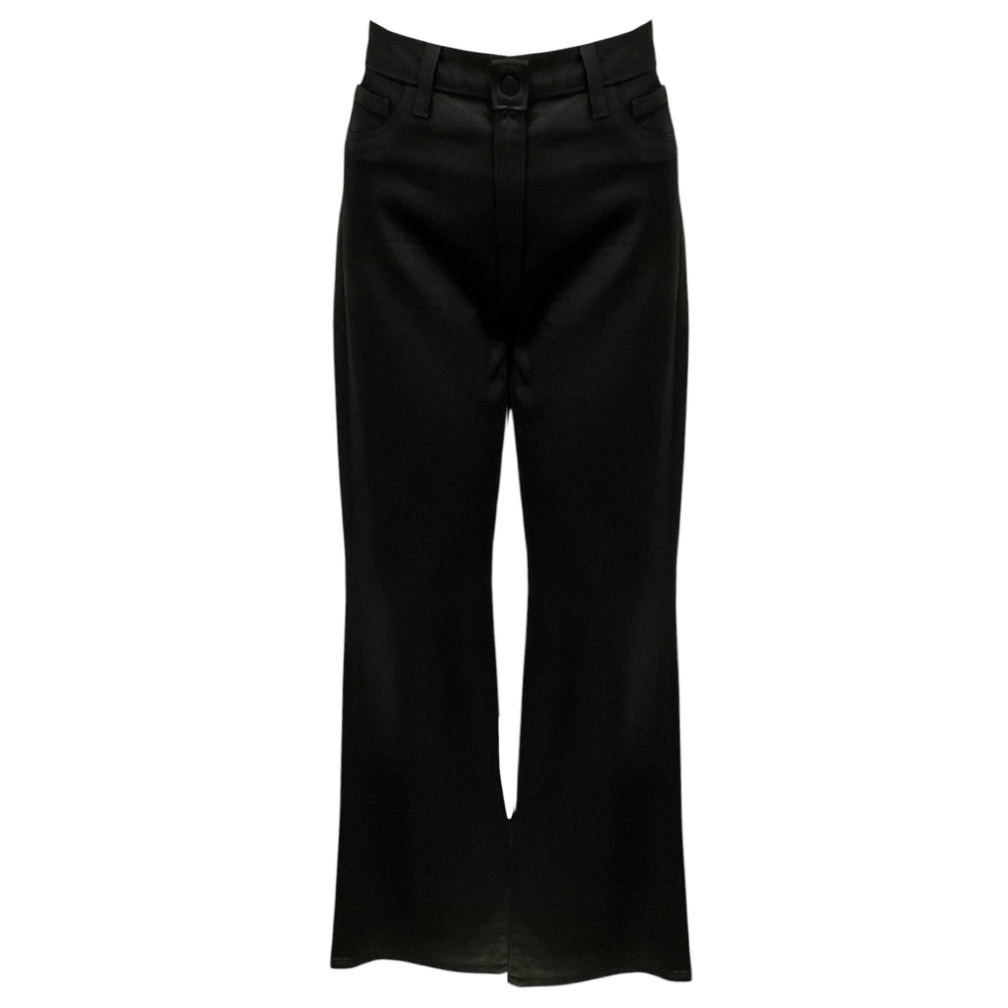 L'Agence Black Noir Coated Oriana High Rise Straight Jeans