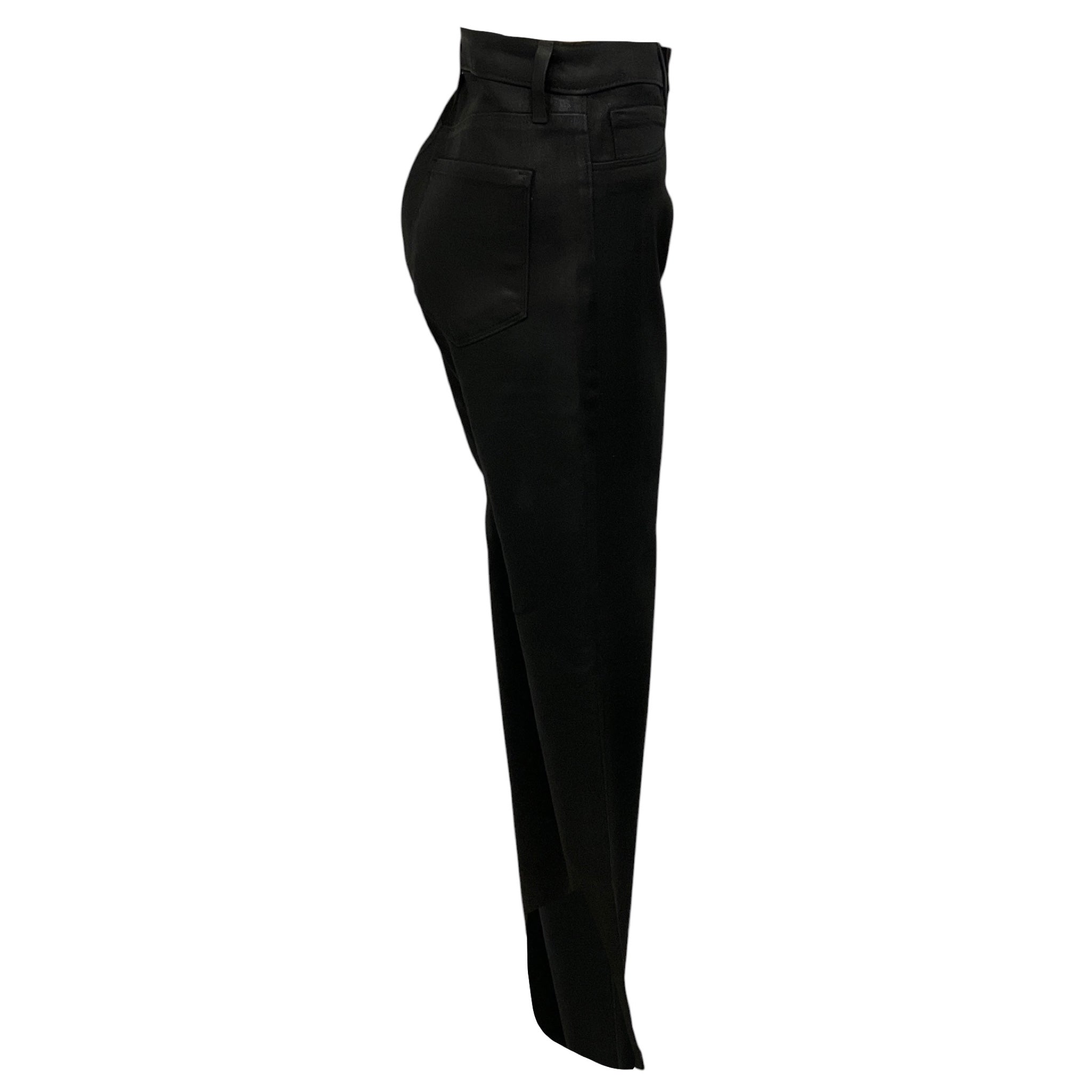L'Agence Black Noir Coated Oriana High Rise Straight Jeans