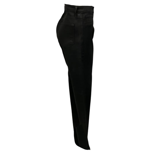 L'Agence Black Noir Coated Oriana High Rise Straight Jeans