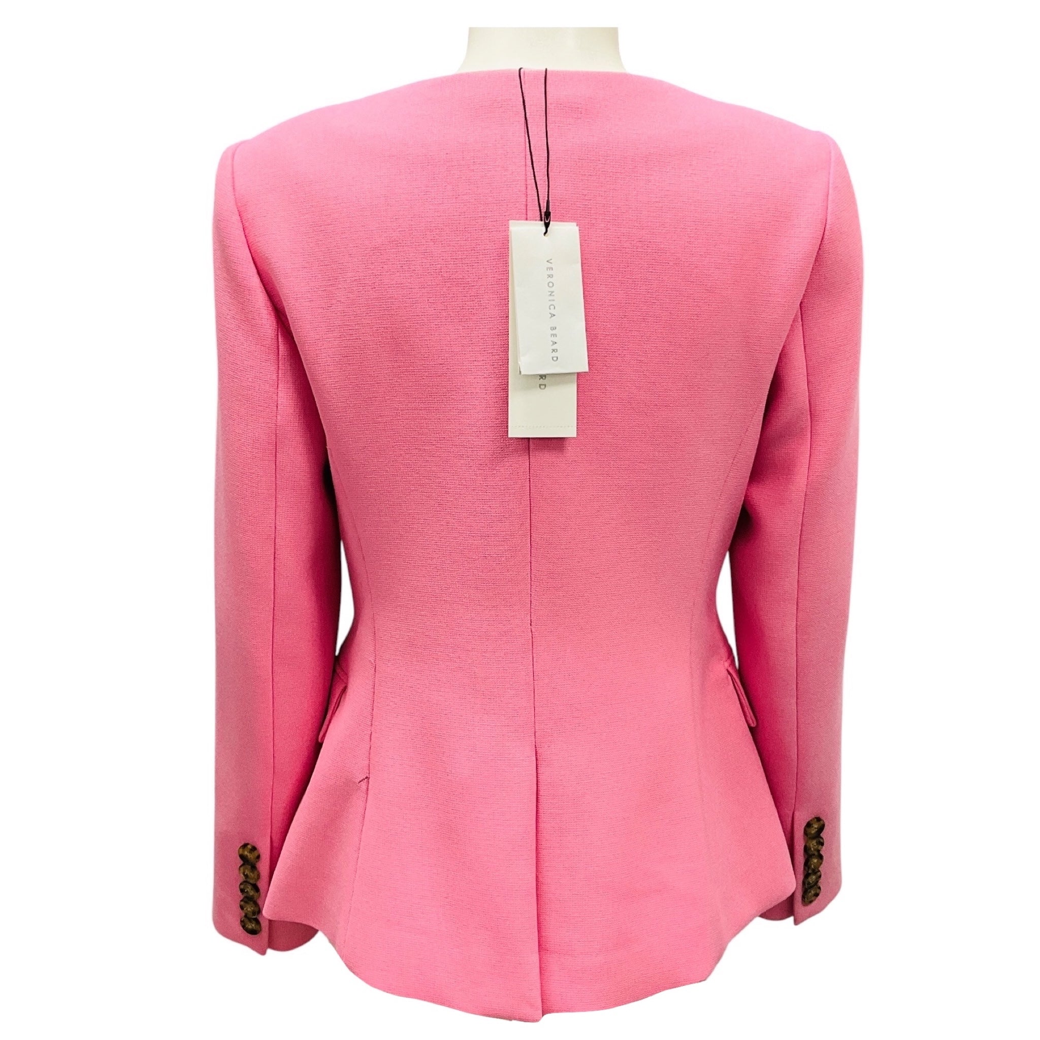 Veronica Beard Pink Ria Square Neck Collarless Jacket